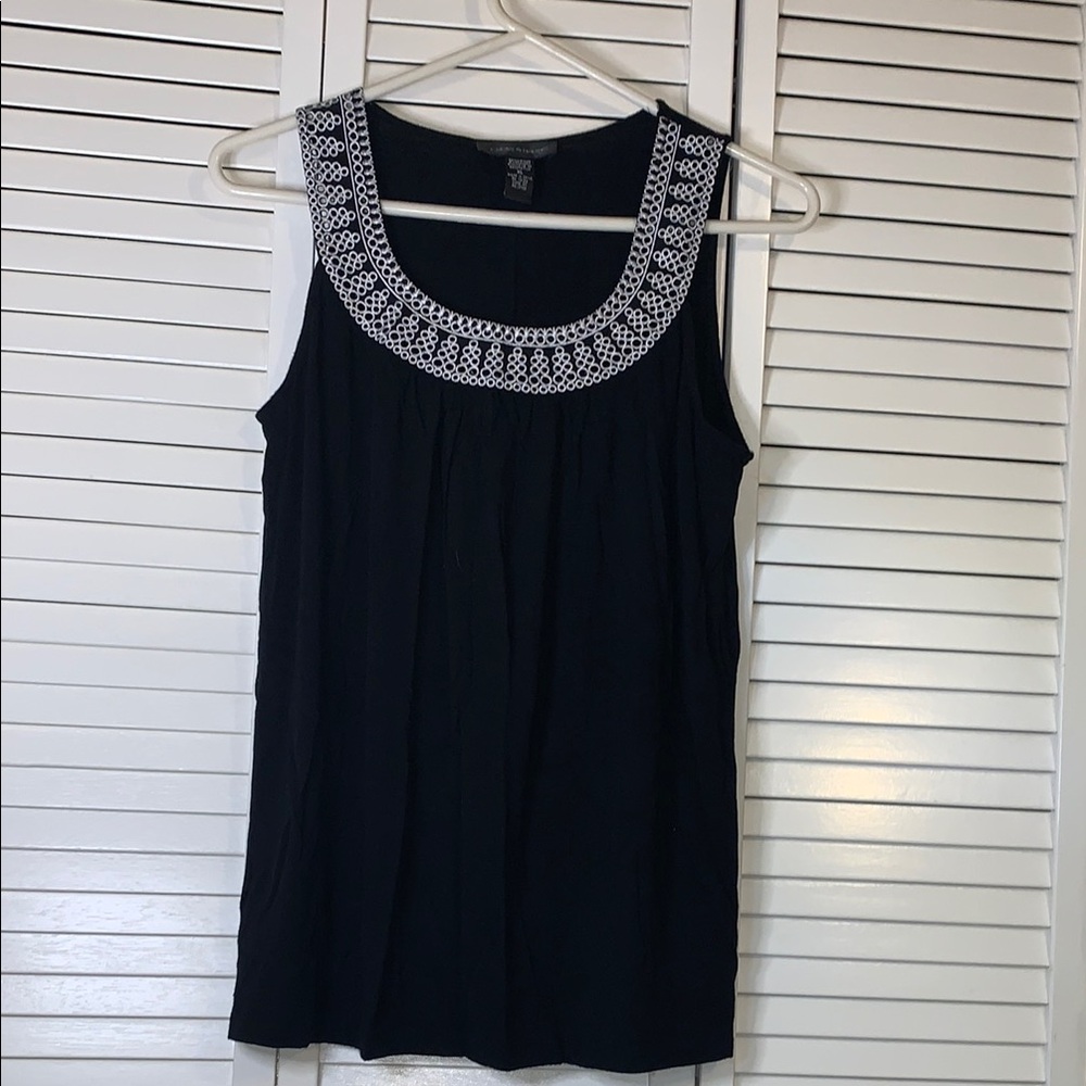 Cable & Gauge Black Embellished Sleeveless Tank Top